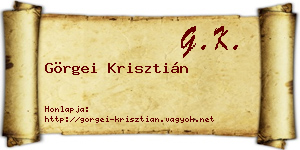 Görgei Krisztián névjegykártya